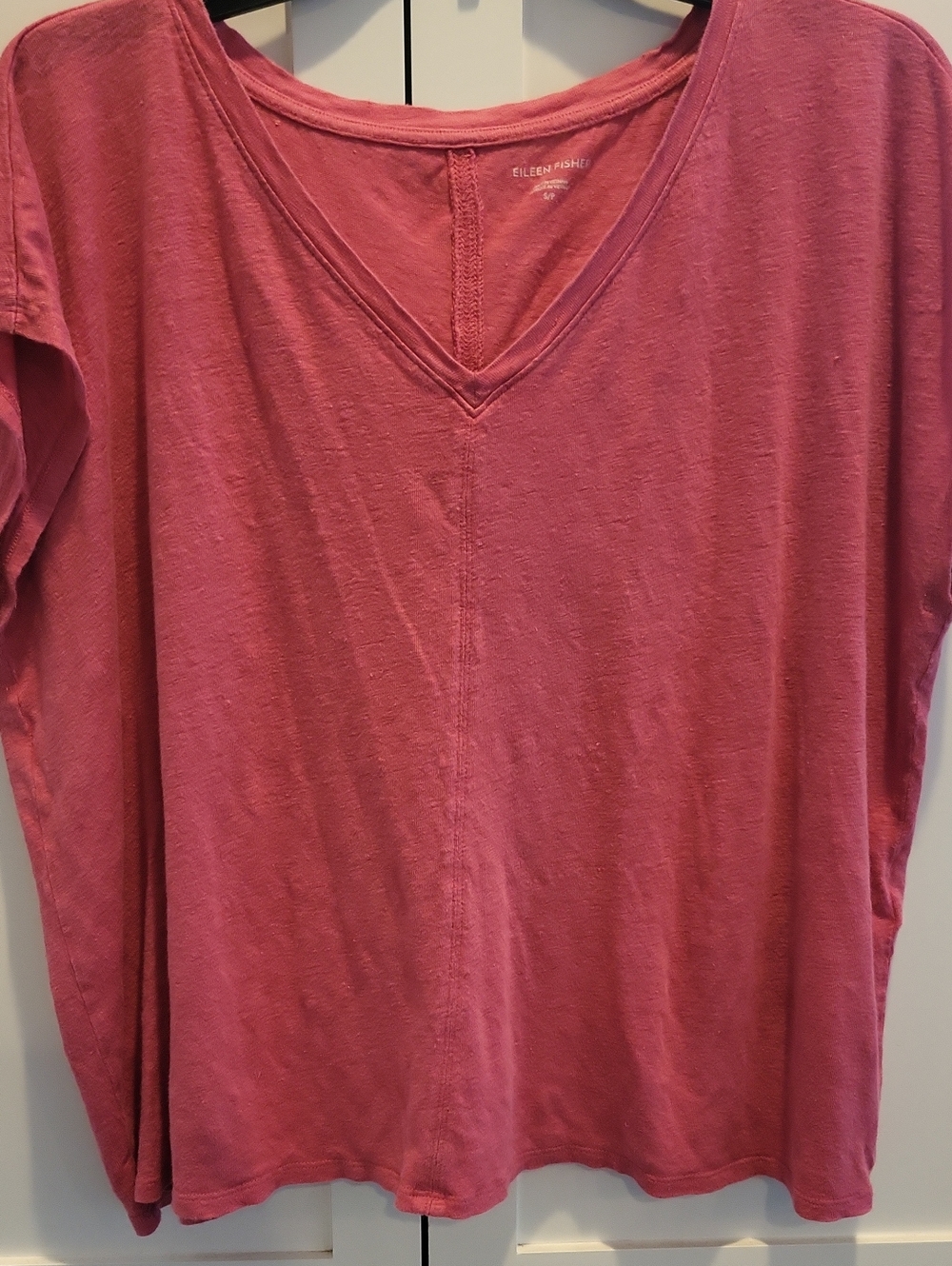 Eileen Fisher V-Neck LinenTee in Pink S24